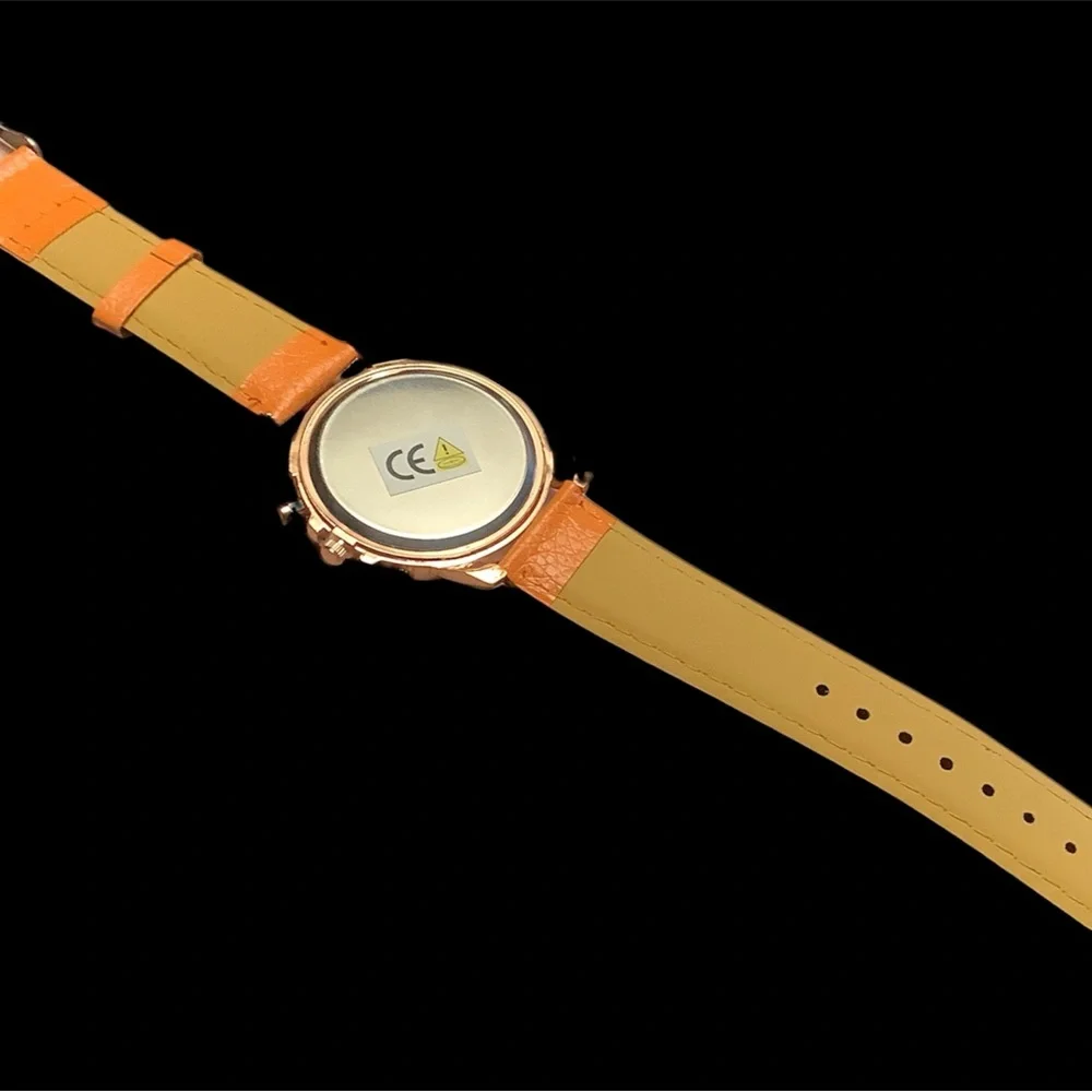 Geneva Platinum Vibrant Orange Chronograph Watch, NEW